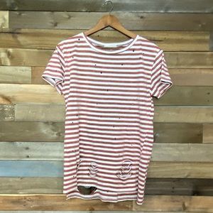 Gilded Intent striped distressed tshirt